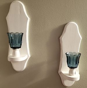 Pair of shabby chic candle holders